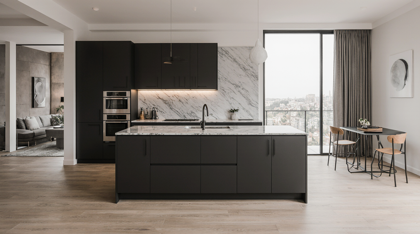 Modern Black Kitchen Cabinets
