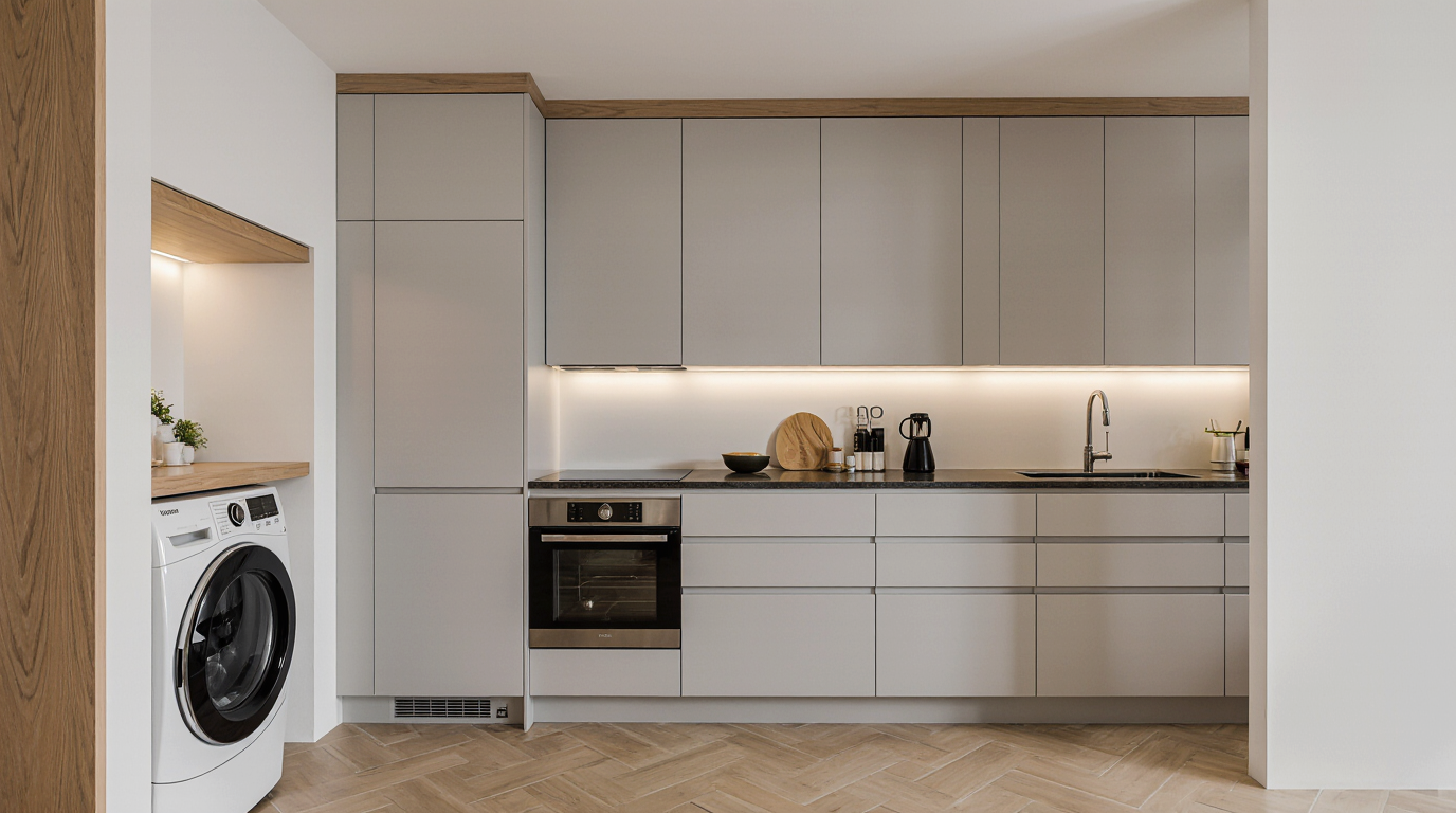 Kitchen with Laundry Area Design